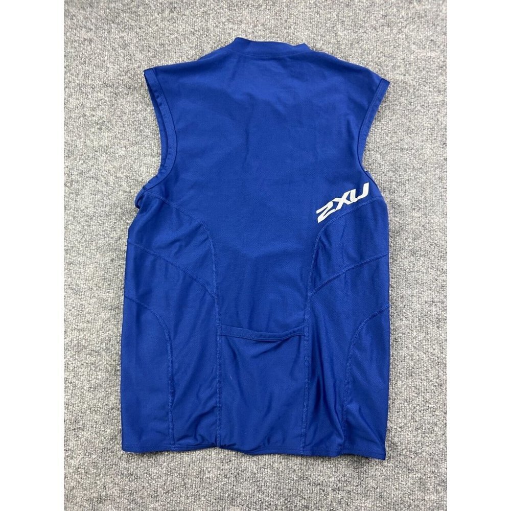 ZXU Shirt Women's Large Blue 1/2 Zip Cycling Sleeveless Rear Pocket - Picture 6 of 6